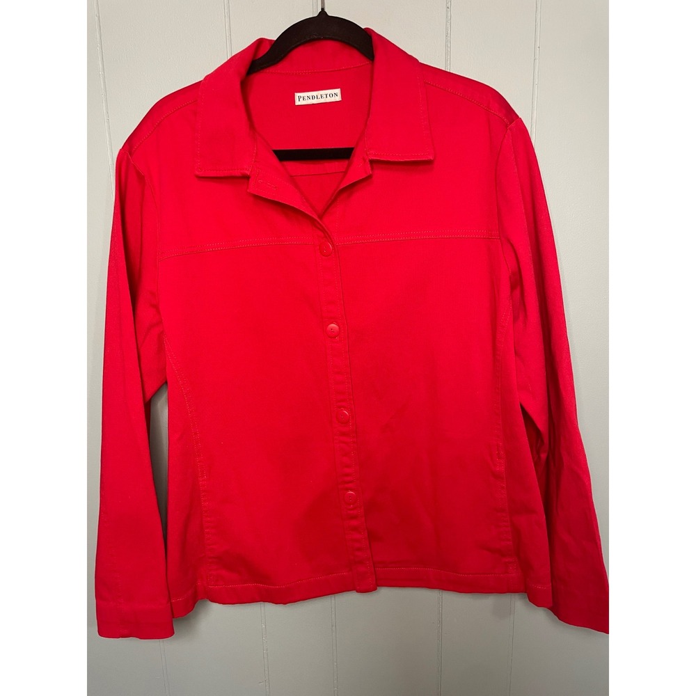 Pendleton Jacket Womens Red Excellent Button Front Cotton - Picture 2 of 12